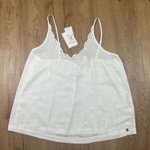 Roxy Golden Dreams White Eyelet Trim Cami Tank NWT Medium